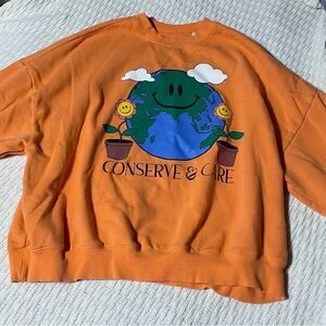 PacSun Orange Graphic Sweatshirt